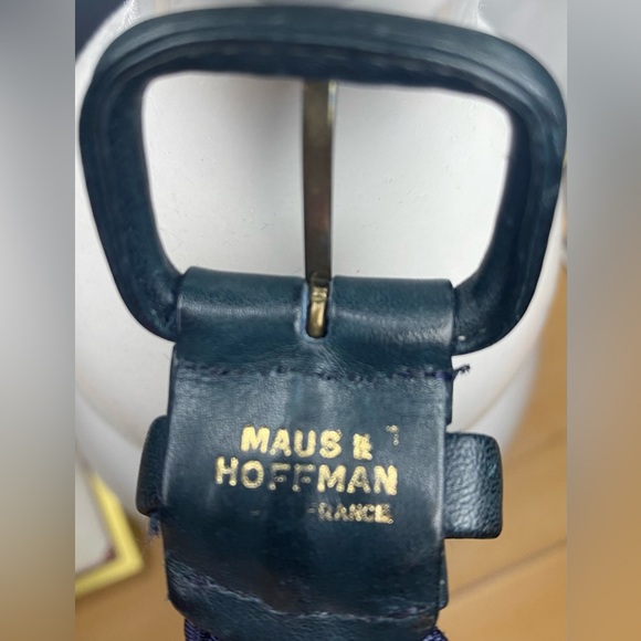 Maus&Hoffman Navy Blue Hand Braided Elastic Belt S 42. Measurement 44inches. - Picture 7 of 11